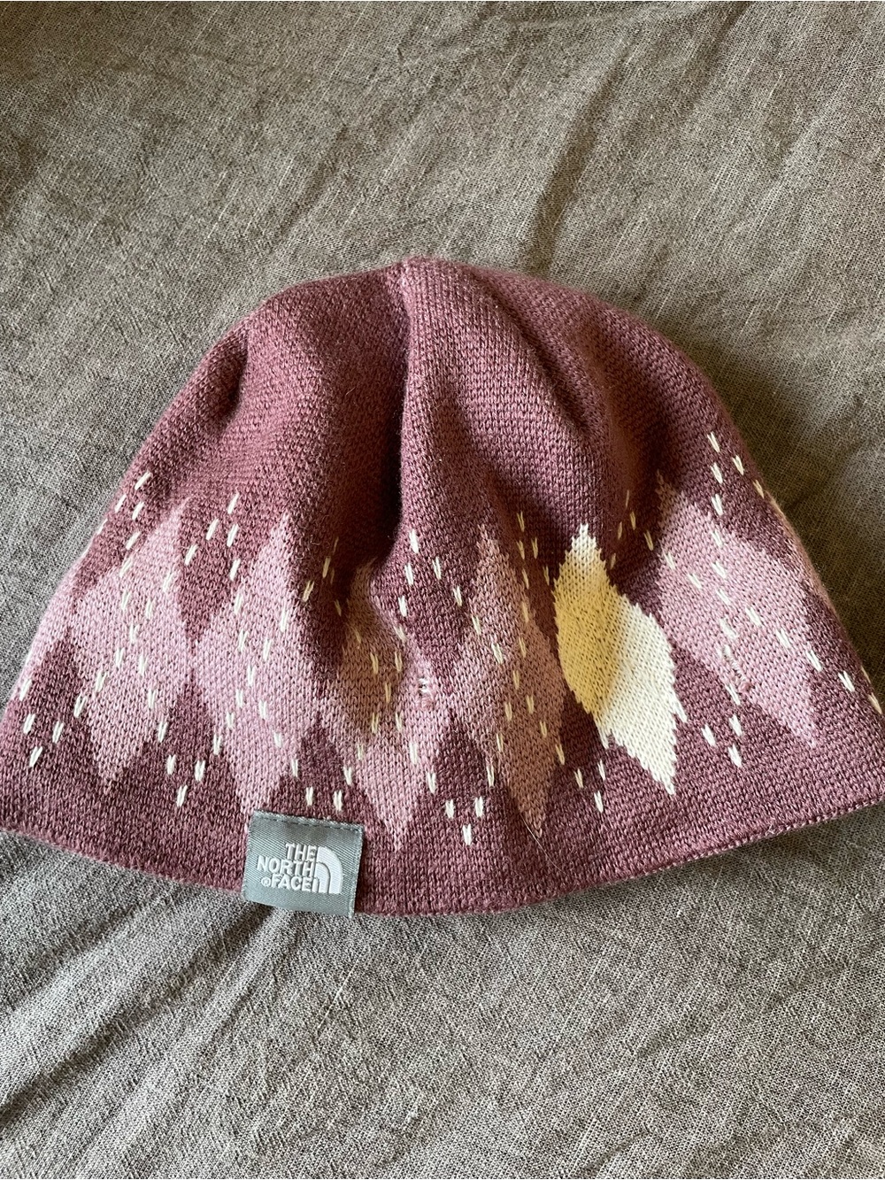 The North Face Mauve Purple Knit Beanie with Diamond Accent